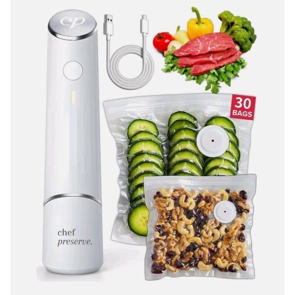 Chef Preserve Compact Vacuum Sealer for Food +  30 Reusable Vacuum Bags
